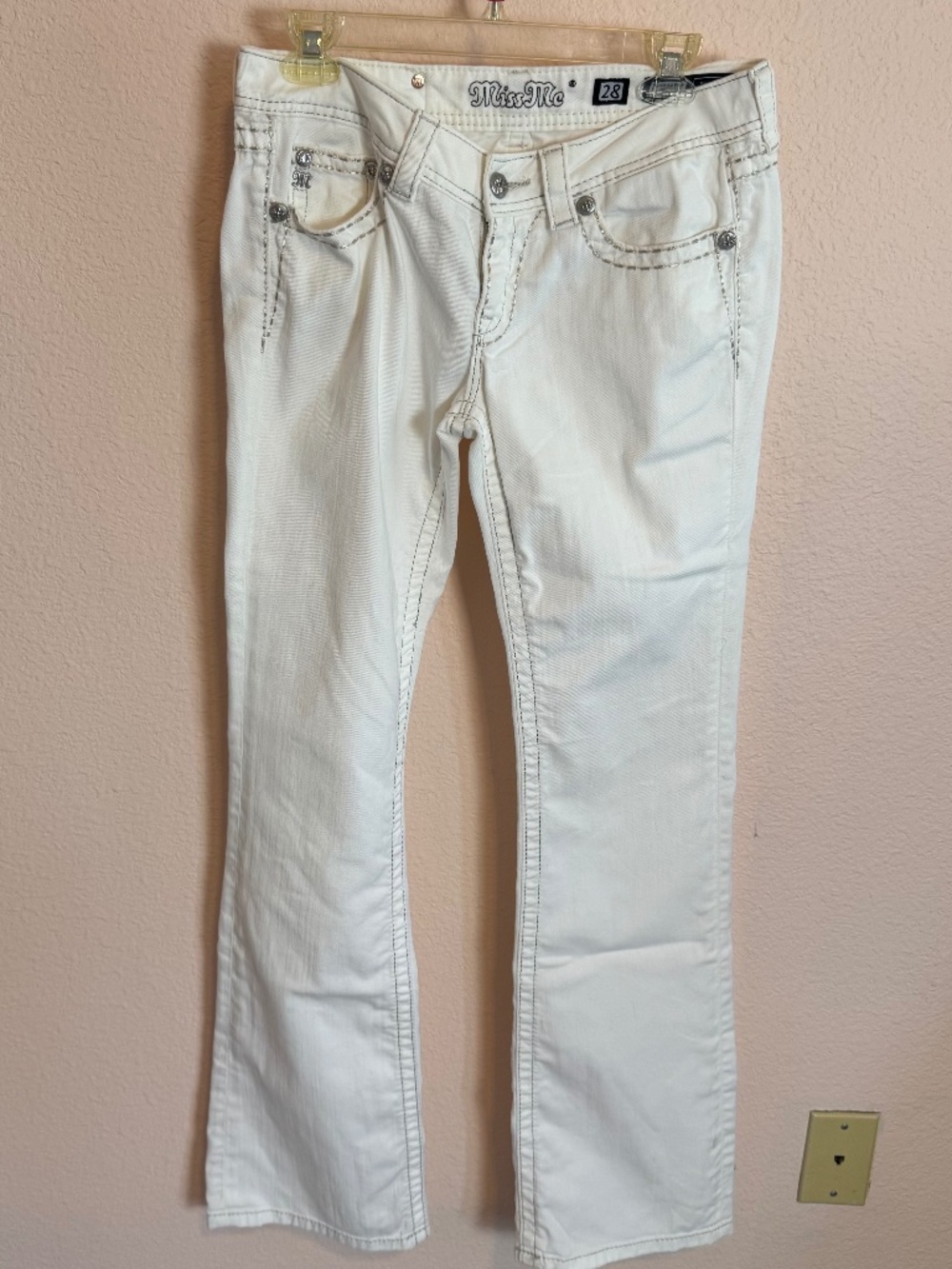 Y2K Vintage Spring Summer Staple Miss Me White Jeans Sz 28